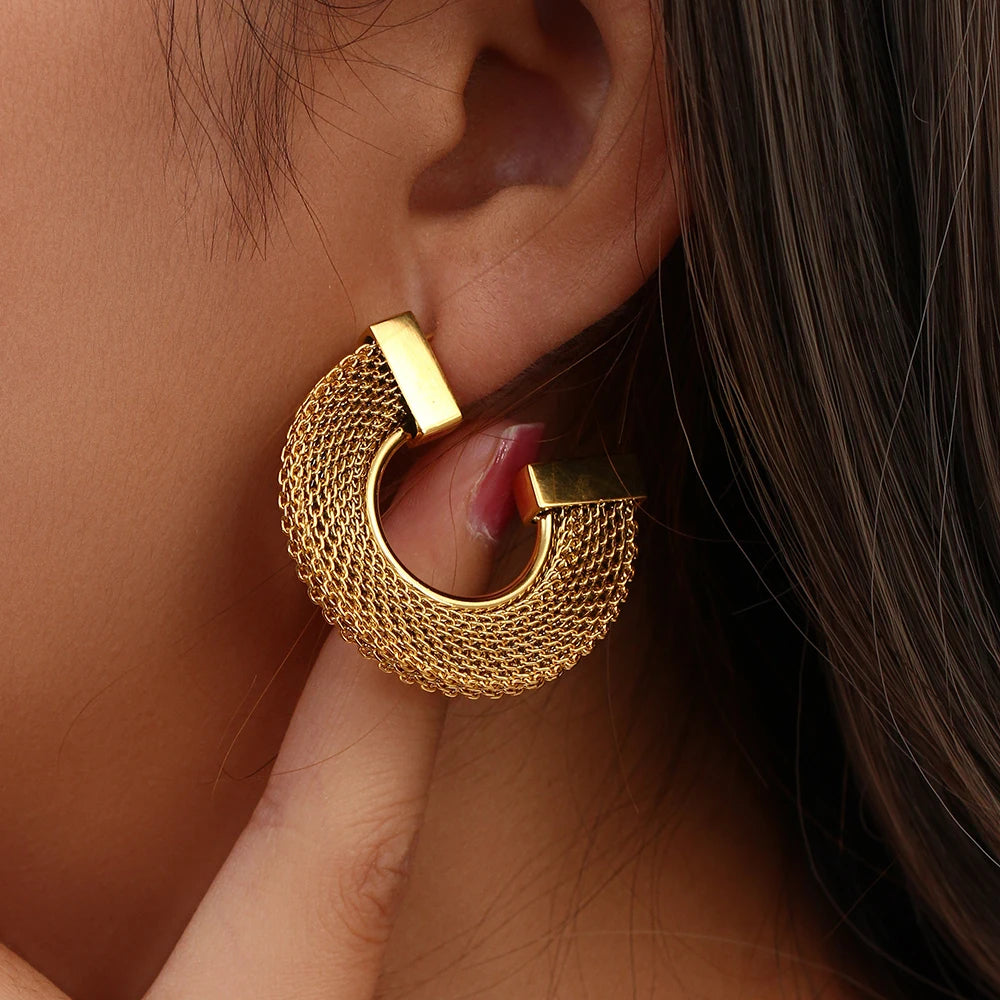 Exaggerated Flat Mesh Earrings