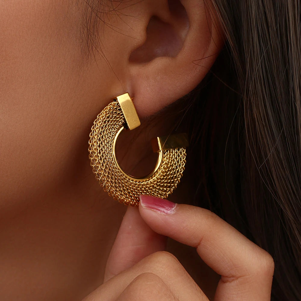 Exaggerated Flat Mesh Earrings